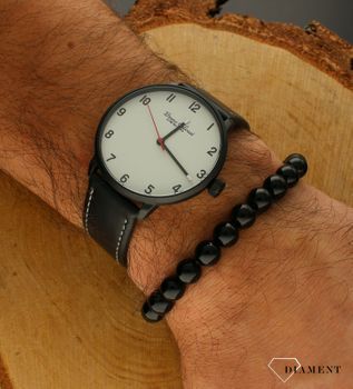 Zegarek męski Bruno Calvani na czarnym pasku wyraźna tarcza BC90680 BLACK biała tarcza. Męski zegarek klasyczny. Zegarek.jpg